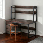 LIVARA Bookshelf Office Steel Space-Saving Panels, and 2-in-1 - Desk Design, Frame 100/120/140cm Set Chair Thickened Walunt