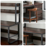 LIVARA Bookshelf Office Steel Space-Saving Panels, and 2-in-1 - Desk Design, Frame 100/120/140cm Set Chair Thickened Walunt