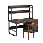 LIVARA Bookshelf Office Steel Space-Saving Panels, and 2-in-1 - Desk Design, Frame 100/120/140cm Set Chair Thickened Walunt