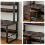 LIVARA Bookshelf Office Steel Space-Saving Panels, and 2-in-1 - Desk Design, Frame 100/120/140cm Set Chair Thickened Walunt