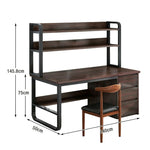 LIVARA Bookshelf Office Steel Space-Saving Panels, and 2-in-1 - Desk Design, Frame 100/120/140cm Set Chair Thickened Walunt