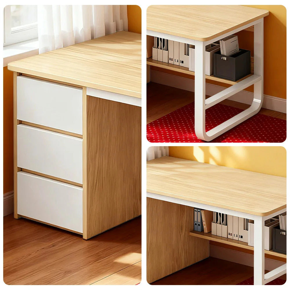 LIVARA Office Desk U-Legs, Panels, Design, Space-Saving Stable Thickened Edge - Rounded 100/120/140cm Wood