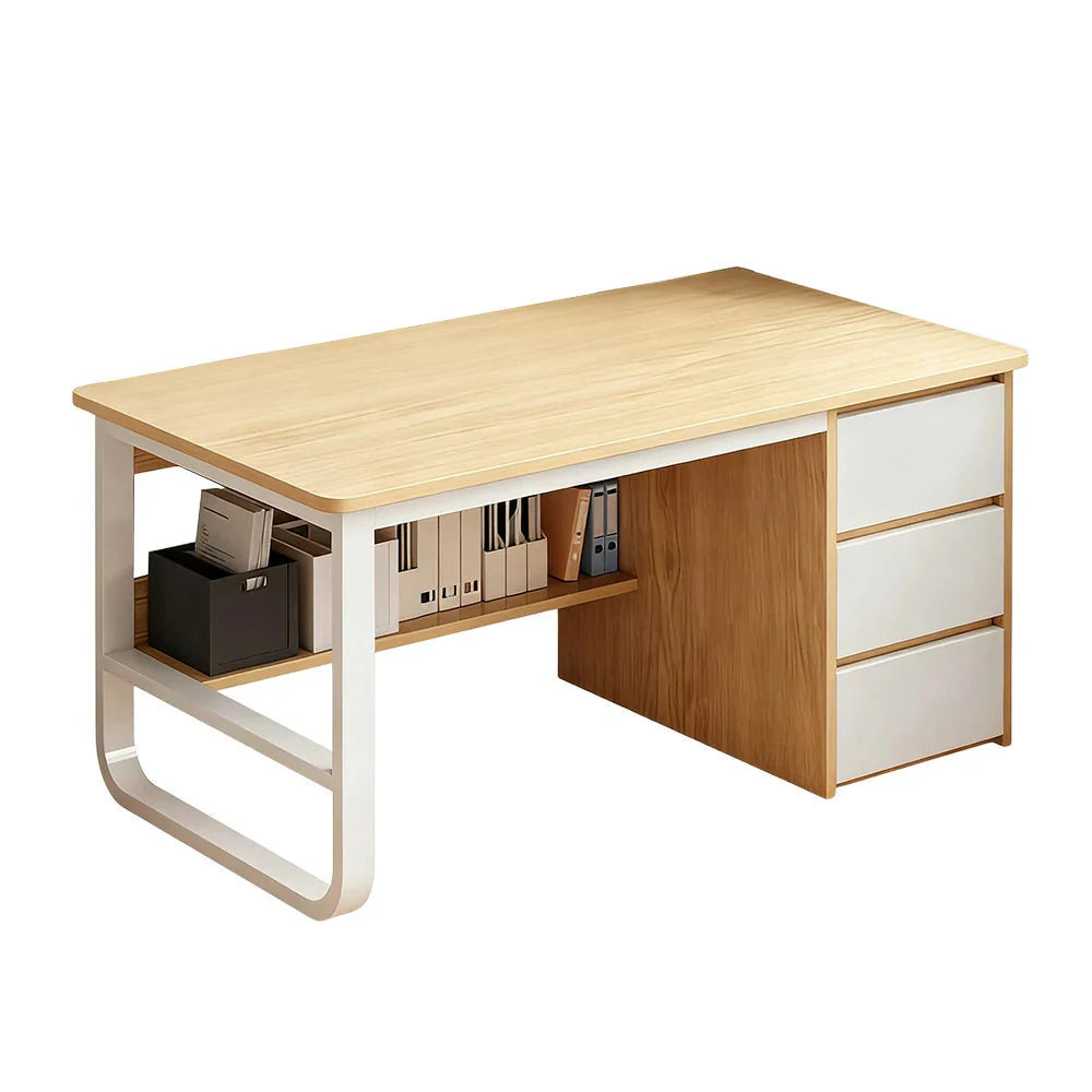 LIVARA Office Desk U-Legs, Panels, Design, Space-Saving Stable Thickened Edge - Rounded 100/120/140cm Wood
