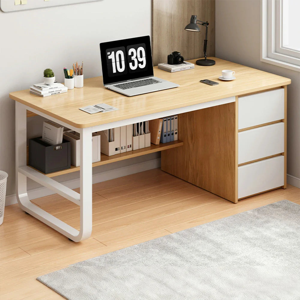 LIVARA Office Desk U-Legs, Panels, Design, Space-Saving Stable Thickened Edge - Rounded 100/120/140cm Wood