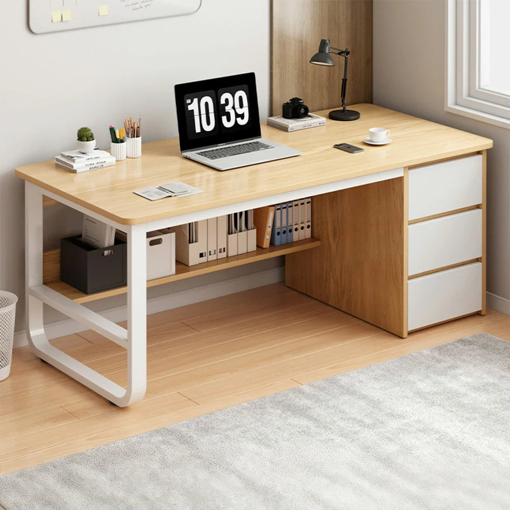 LIVARA Office Desk U-Legs, Panels, Design, Space-Saving Stable Thickened Edge - Rounded 100/120/140cm Wood