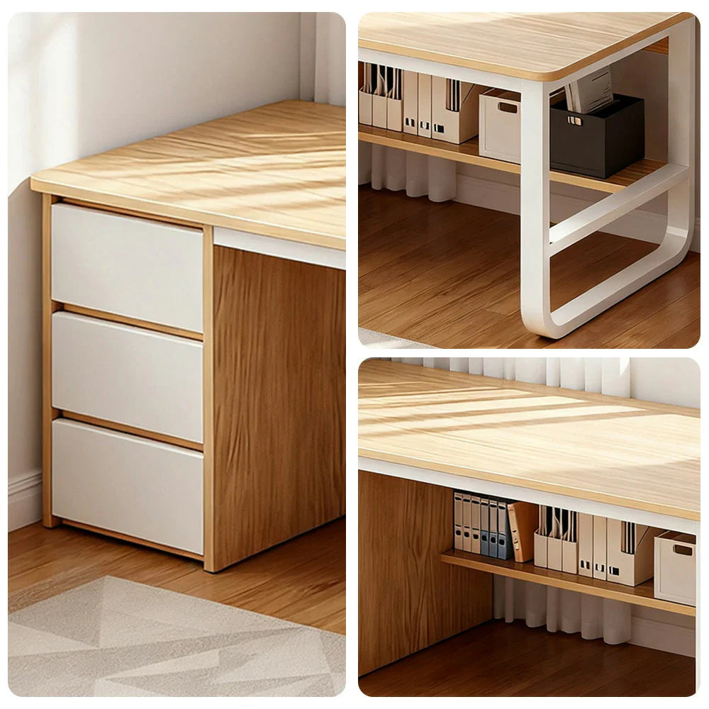 LIVARA Office Desk U-Legs, Panels, Design, Space-Saving Stable Thickened Edge - Rounded 100/120/140cm Wood