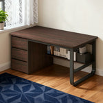 LIVARA Office Stable Space-Saving 100/120/140cm Design, Thickened Panels, Rounded Desk Edge U-Legs, - Walnut