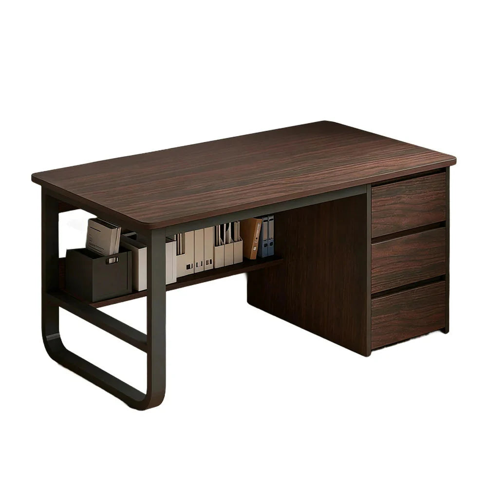 LIVARA Office Stable Space-Saving 100/120/140cm Design, Thickened Panels, Rounded Desk Edge U-Legs, - Walnut