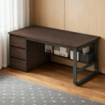LIVARA Office Stable Space-Saving 100/120/140cm Design, Thickened Panels, Rounded Desk Edge U-Legs, - Walnut