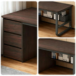 LIVARA Office Stable Space-Saving 100/120/140cm Design, Thickened Panels, Rounded Desk Edge U-Legs, - Walnut