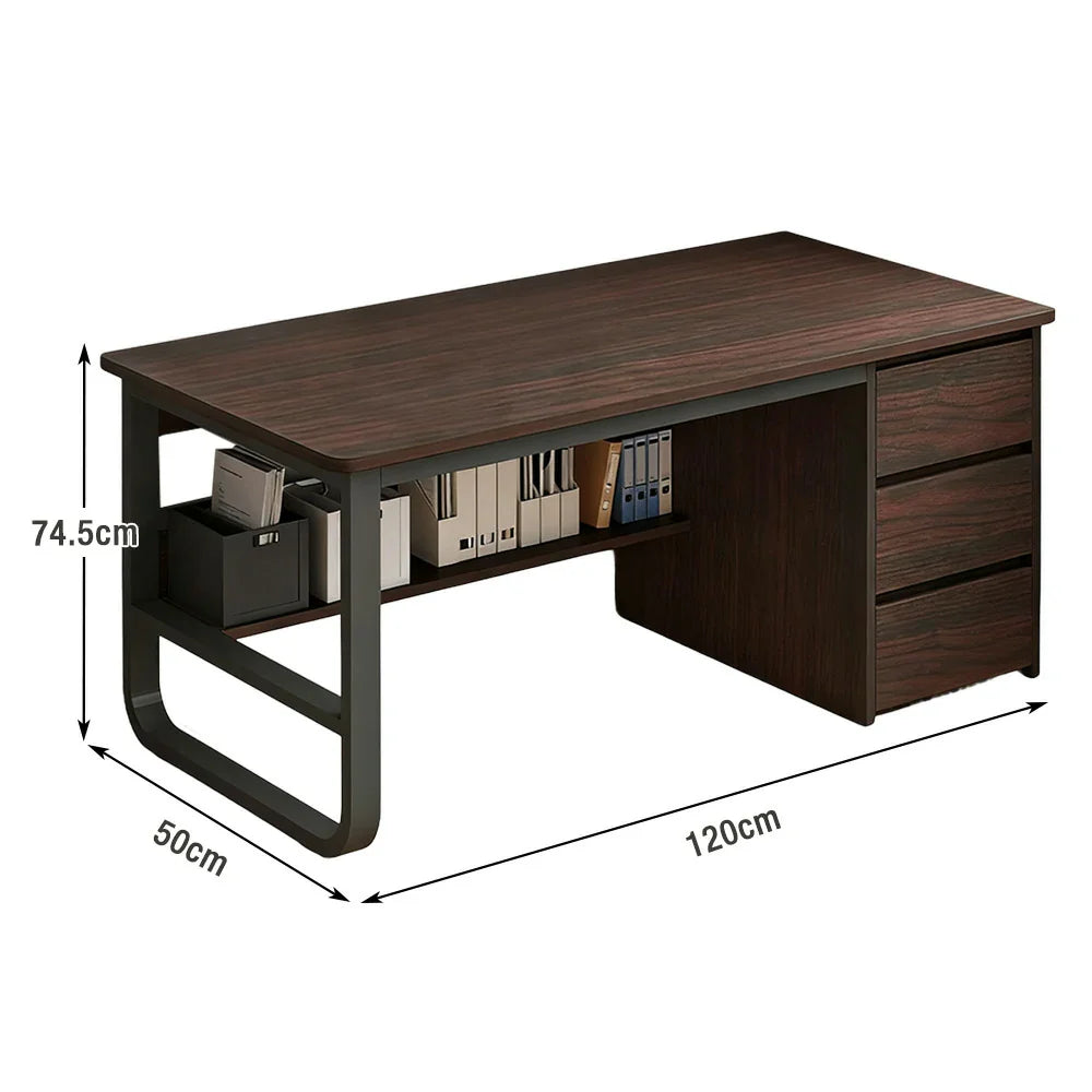 LIVARA Office Stable Space-Saving 100/120/140cm Design, Thickened Panels, Rounded Desk Edge U-Legs, - Walnut