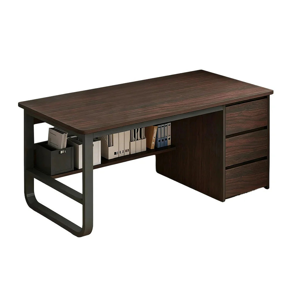 LIVARA Office Stable Space-Saving 100/120/140cm Design, Thickened Panels, Rounded Desk Edge U-Legs, - Walnut