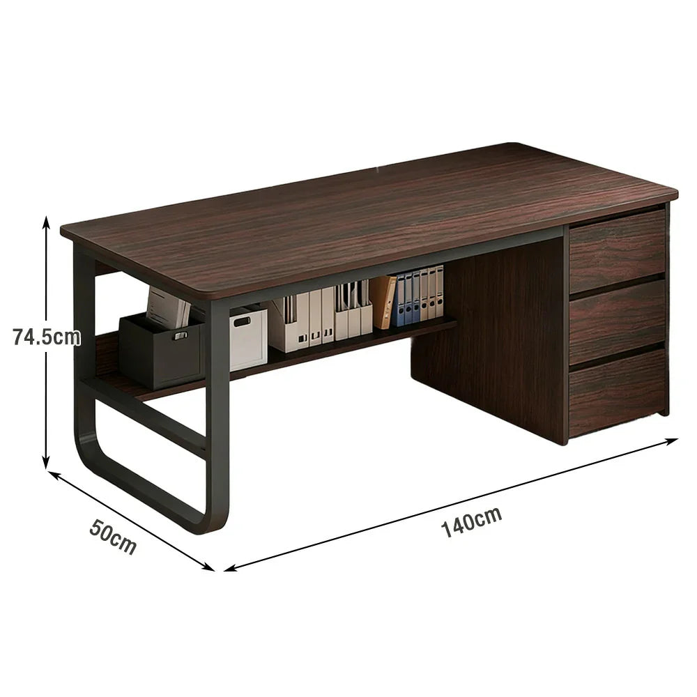 LIVARA Office Stable Space-Saving 100/120/140cm Design, Thickened Panels, Rounded Desk Edge U-Legs, - Walnut