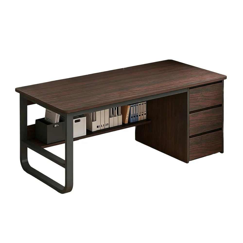LIVARA Office Stable Space-Saving 100/120/140cm Design, Thickened Panels, Rounded Desk Edge U-Legs, - Walnut
