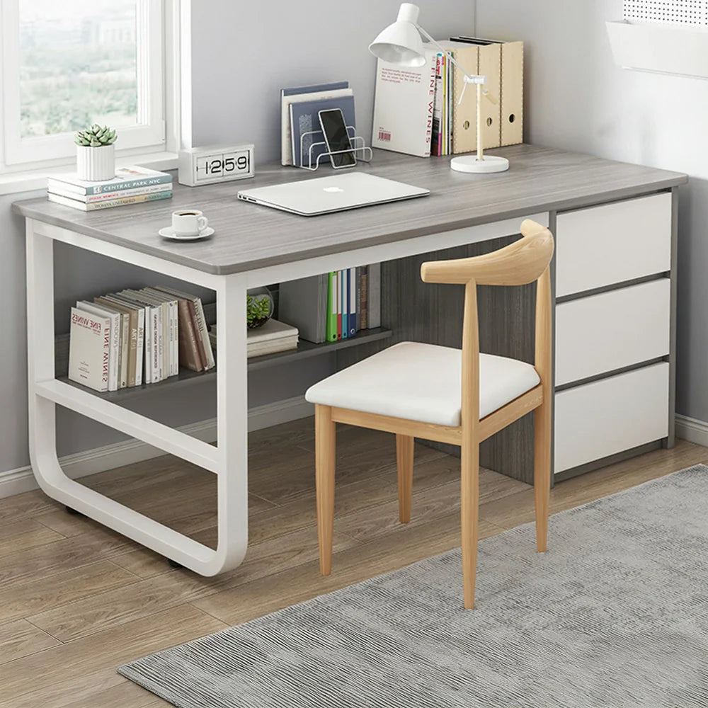 LIVARA Office Stable Panels, and Set 100/120/140cm - Rounded Edge Space-Saving Chair Desk Design, Thickened U-Legs, Grey