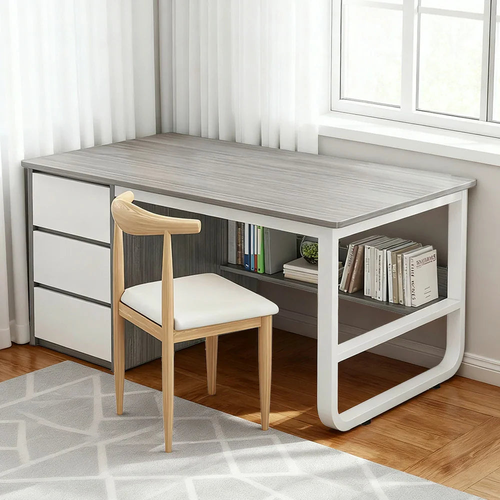 LIVARA Office Stable Panels, and Set 100/120/140cm - Rounded Edge Space-Saving Chair Desk Design, Thickened U-Legs, Grey