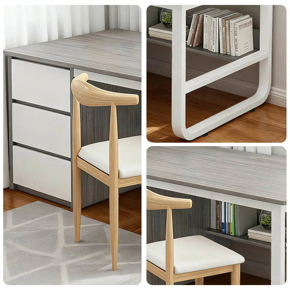 LIVARA Office Stable Panels, and Set 100/120/140cm - Rounded Edge Space-Saving Chair Desk Design, Thickened U-Legs, Grey