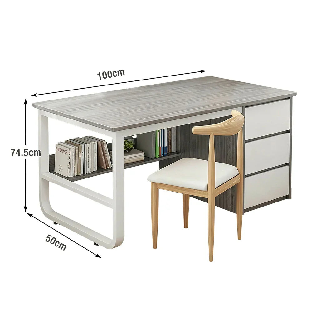 LIVARA Office Stable Panels, and Set 100/120/140cm - Rounded Edge Space-Saving Chair Desk Design, Thickened U-Legs, Grey