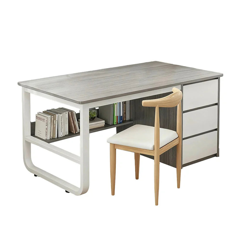 LIVARA Office Stable Panels, and Set 100/120/140cm - Rounded Edge Space-Saving Chair Desk Design, Thickened U-Legs, Grey