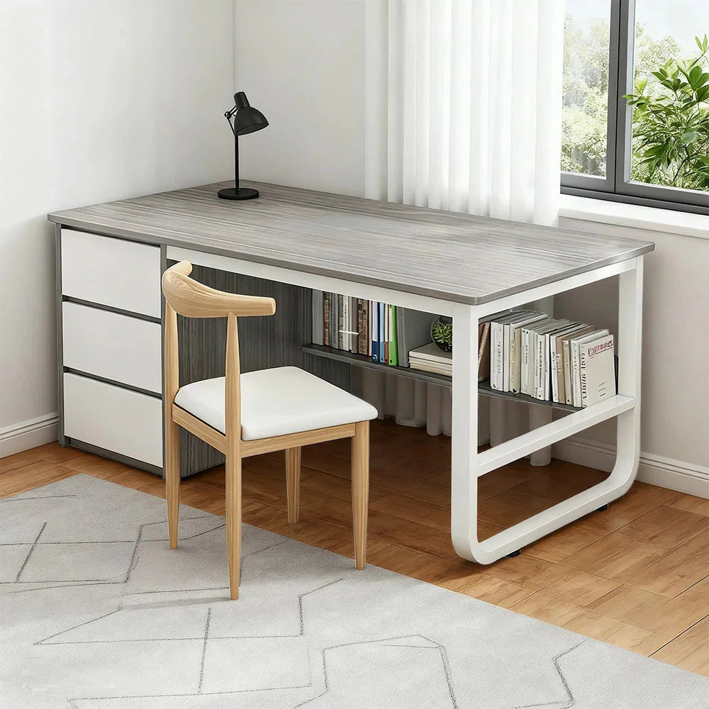 LIVARA Office Stable Panels, and Set 100/120/140cm - Rounded Edge Space-Saving Chair Desk Design, Thickened U-Legs, Grey