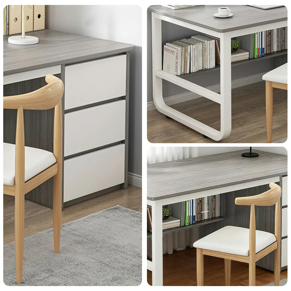 LIVARA Office Stable Panels, and Set 100/120/140cm - Rounded Edge Space-Saving Chair Desk Design, Thickened U-Legs, Grey