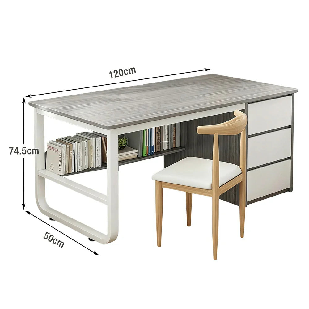 LIVARA Office Stable Panels, and Set 100/120/140cm - Rounded Edge Space-Saving Chair Desk Design, Thickened U-Legs, Grey