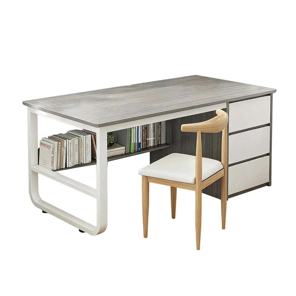 LIVARA Office Stable Panels, and Set 100/120/140cm - Rounded Edge Space-Saving Chair Desk Design, Thickened U-Legs, Grey