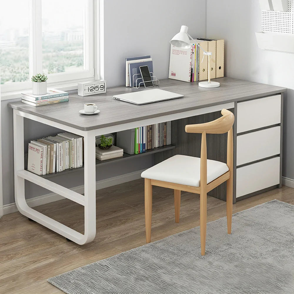 LIVARA Office Stable Panels, and Set 100/120/140cm - Rounded Edge Space-Saving Chair Desk Design, Thickened U-Legs, Grey