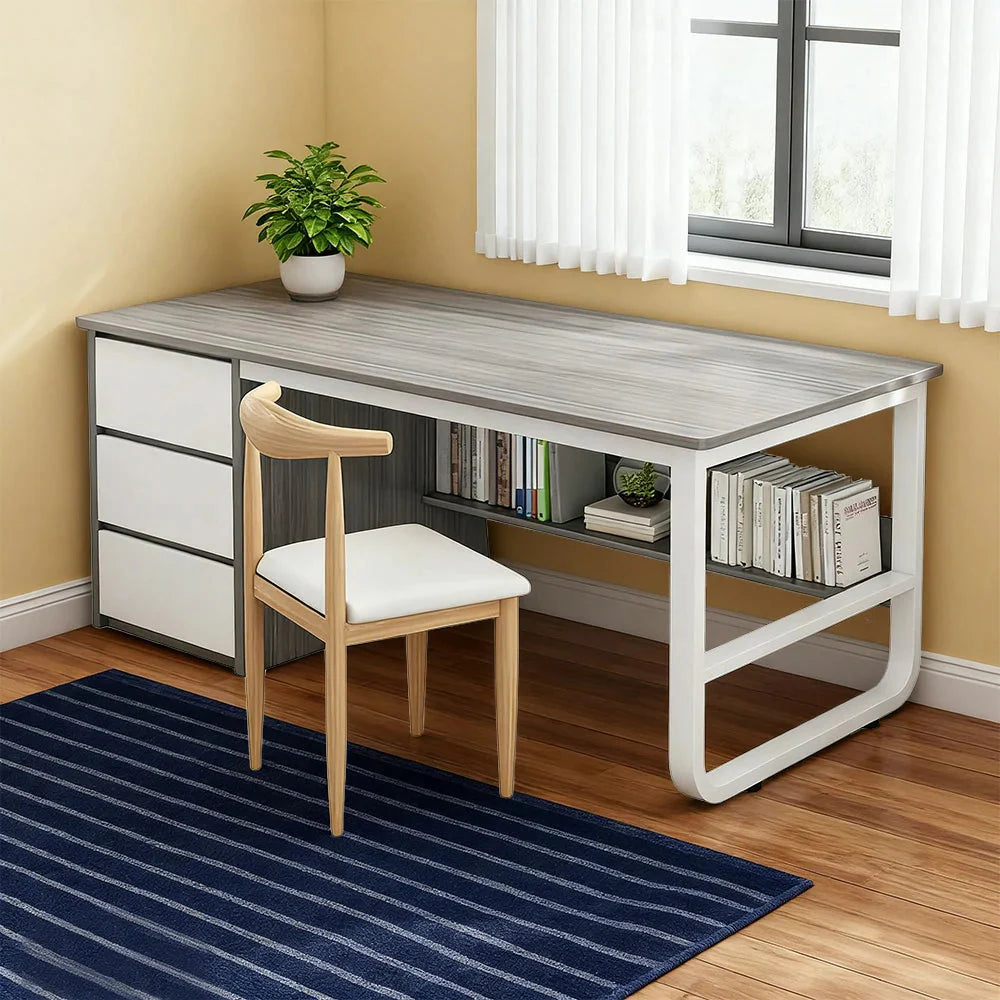 LIVARA Office Stable Panels, and Set 100/120/140cm - Rounded Edge Space-Saving Chair Desk Design, Thickened U-Legs, Grey