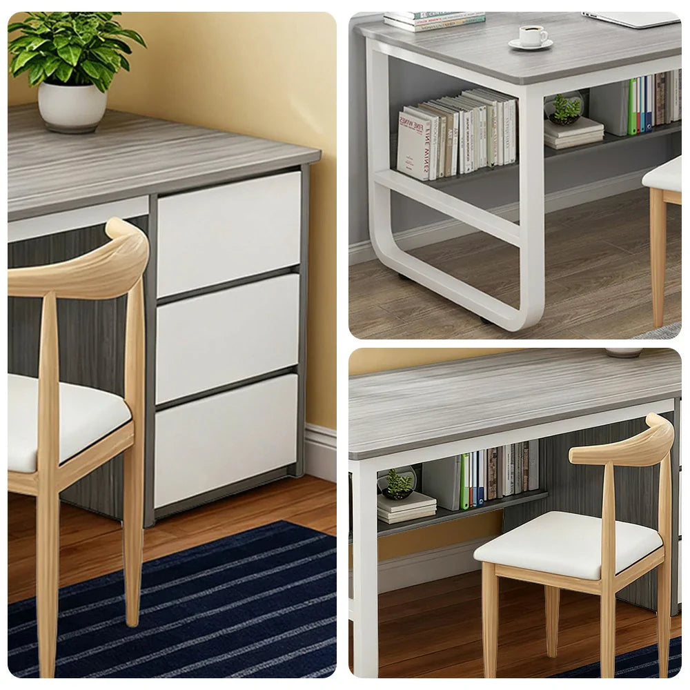 LIVARA Office Stable Panels, and Set 100/120/140cm - Rounded Edge Space-Saving Chair Desk Design, Thickened U-Legs, Grey