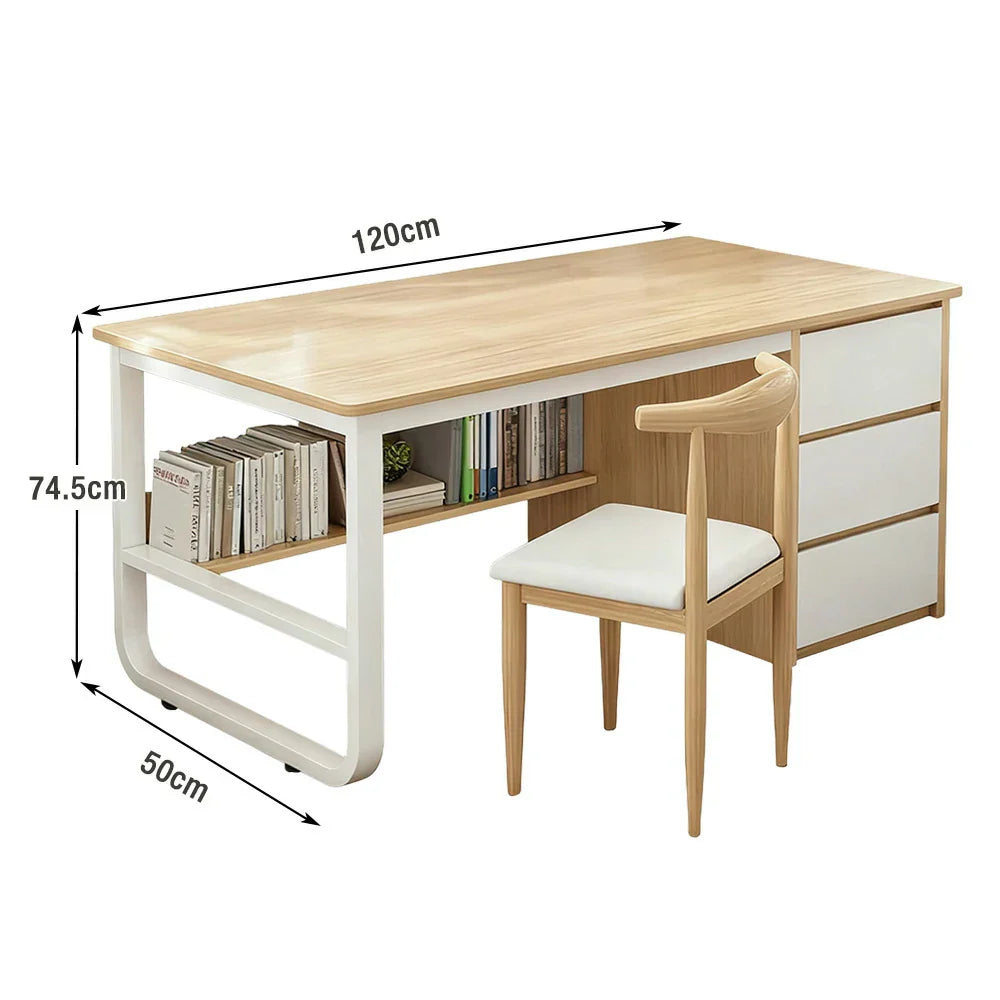 LIVARA Office Panels, U-Legs, Design, Stable Space-Saving 100/120/140cm Chair Set - and Desk Thickened Rounded Edge Wood