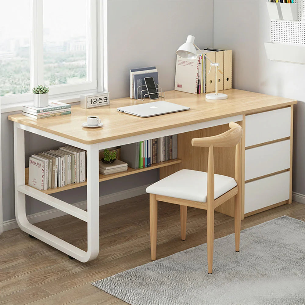 LIVARA Office Panels, U-Legs, Design, Stable Space-Saving 100/120/140cm Chair Set - and Desk Thickened Rounded Edge Wood