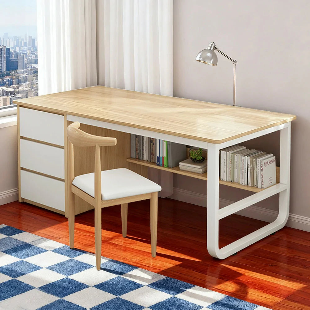 LIVARA Office Panels, U-Legs, Design, Stable Space-Saving 100/120/140cm Chair Set - and Desk Thickened Rounded Edge Wood
