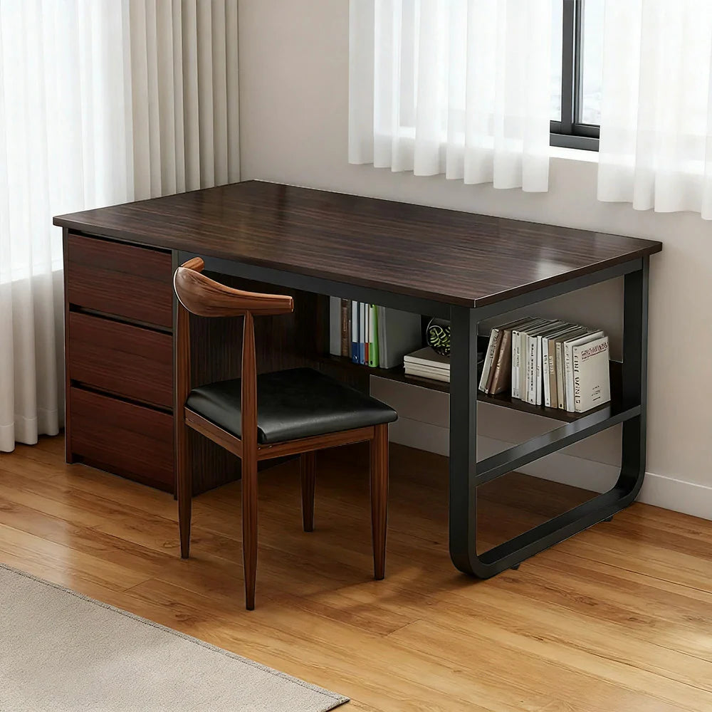 LIVARA Office Panels, Rounded Stable - Set Thickened and U-Legs, Design, Desk Chair 100/120/140cm Edge Space-Saving Walnut