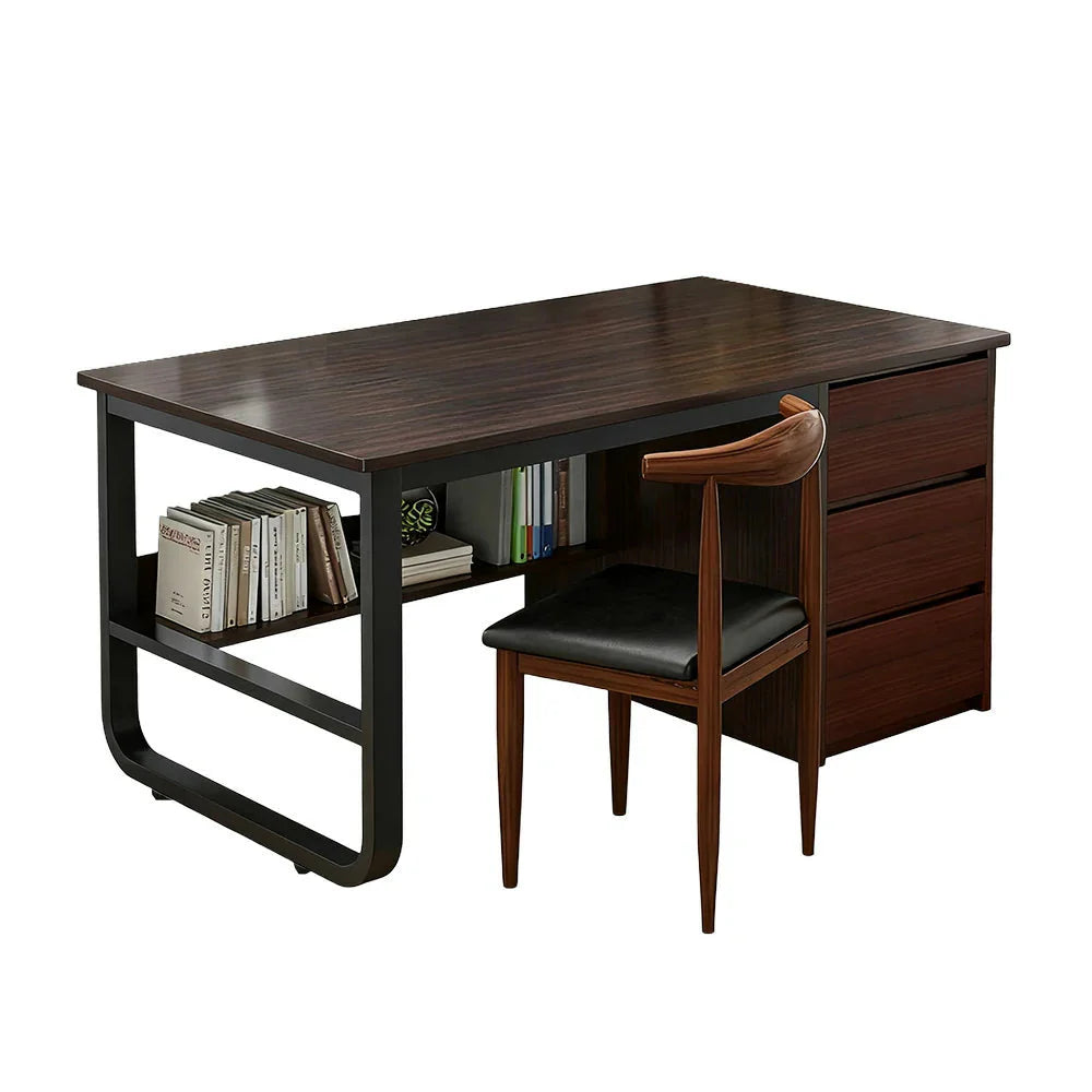 LIVARA Office Panels, Rounded Stable - Set Thickened and U-Legs, Design, Desk Chair 100/120/140cm Edge Space-Saving Walnut