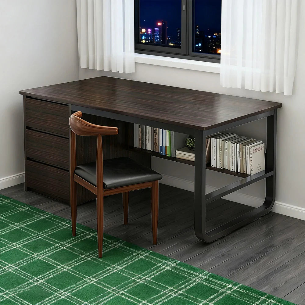 LIVARA Office Panels, Rounded Stable - Set Thickened and U-Legs, Design, Desk Chair 100/120/140cm Edge Space-Saving Walnut