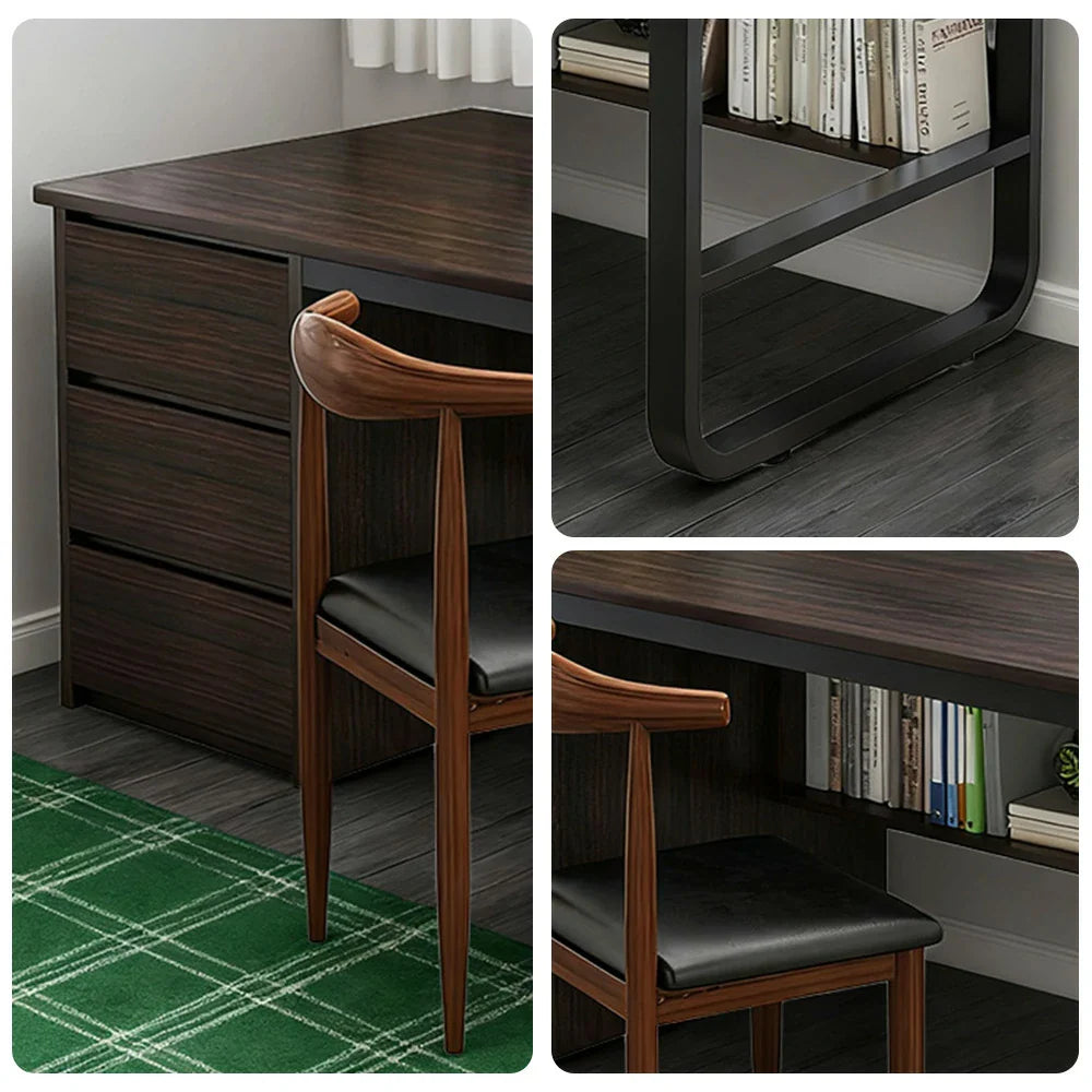 LIVARA Office Panels, Rounded Stable - Set Thickened and U-Legs, Design, Desk Chair 100/120/140cm Edge Space-Saving Walnut