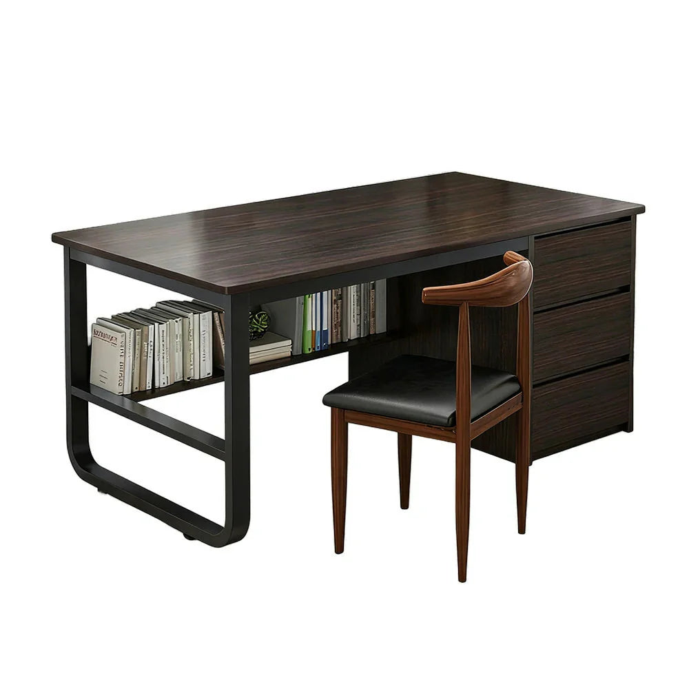 LIVARA Office Panels, Rounded Stable - Set Thickened and U-Legs, Design, Desk Chair 100/120/140cm Edge Space-Saving Walnut