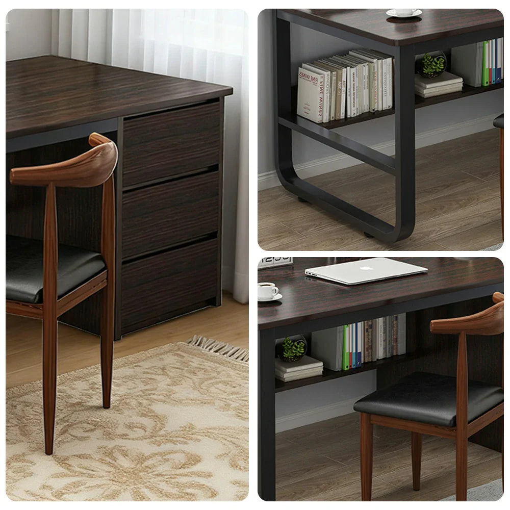 LIVARA Office Panels, Rounded Stable - Set Thickened and U-Legs, Design, Desk Chair 100/120/140cm Edge Space-Saving Walnut