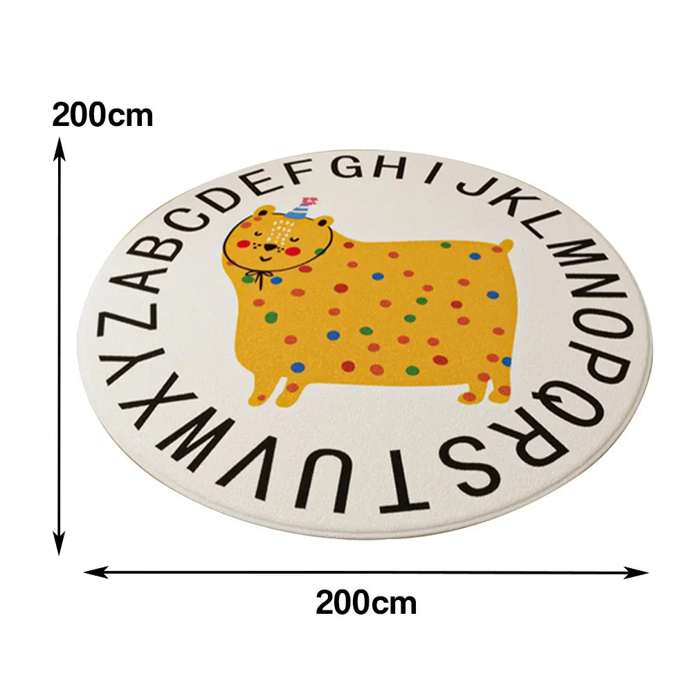 LIVARA Kids Plush Play Mat with Non-Slip Design, High-Density Soft Cushioning, Cozy and Floor-Protective -Alphabet Yellow Leopard Theme
