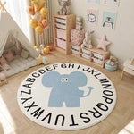 LIVARA Kids Plush Play Mat with Non-Slip Backing, High-Density Soft Padding, Cozy and Protective Design -Alphabet Blue Elephant Theme