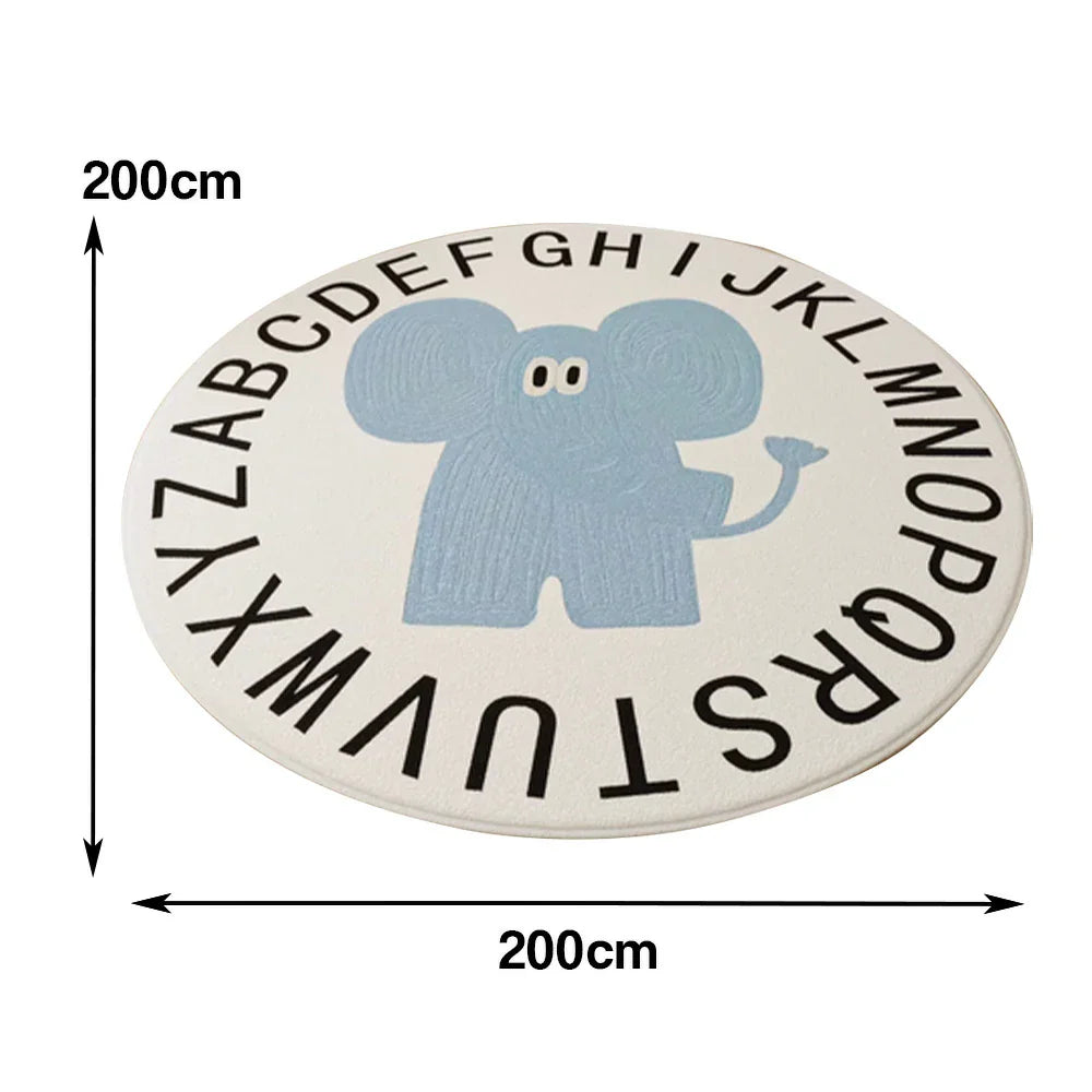 LIVARA Kids Plush Play Mat with Non-Slip Backing, High-Density Soft Padding, Cozy and Protective Design -Alphabet Blue Elephant Theme