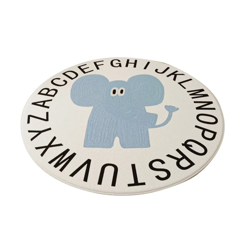 LIVARA Kids Plush Play Mat with Non-Slip Backing, High-Density Soft Padding, Cozy and Protective Design -Alphabet Blue Elephant Theme