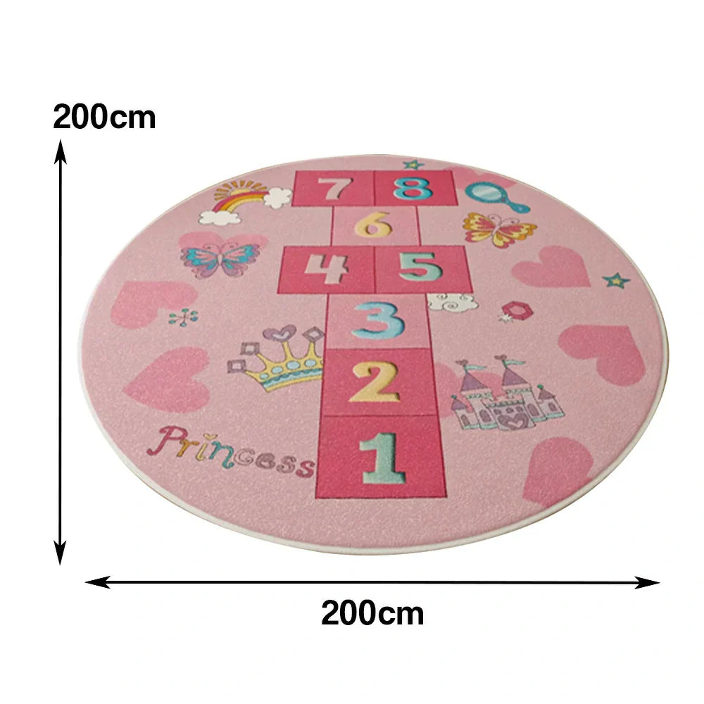 LIVARA Kids Plush Play Mat with Non-Slip Backing, High-Density Soft Cushioning, Durable and Floor-Protective -Pink House Theme