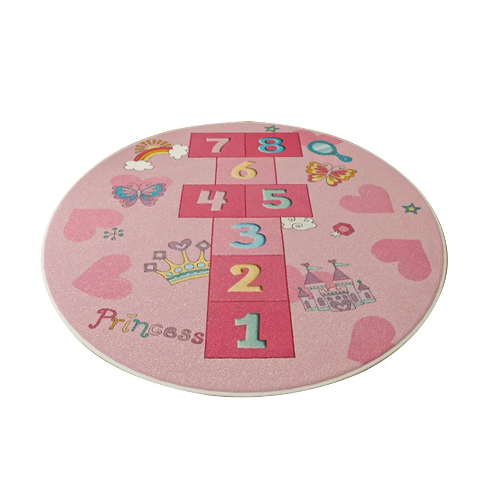 LIVARA Kids Plush Play Mat with Non-Slip Backing, High-Density Soft Cushioning, Durable and Floor-Protective -Pink House Theme