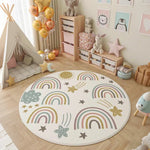 LIVARA Kids Plush Play Mat with Non-Slip Design, High-Density Soft Surface, Durable Comfort and Floor Protection -Rainbow Stars Theme
