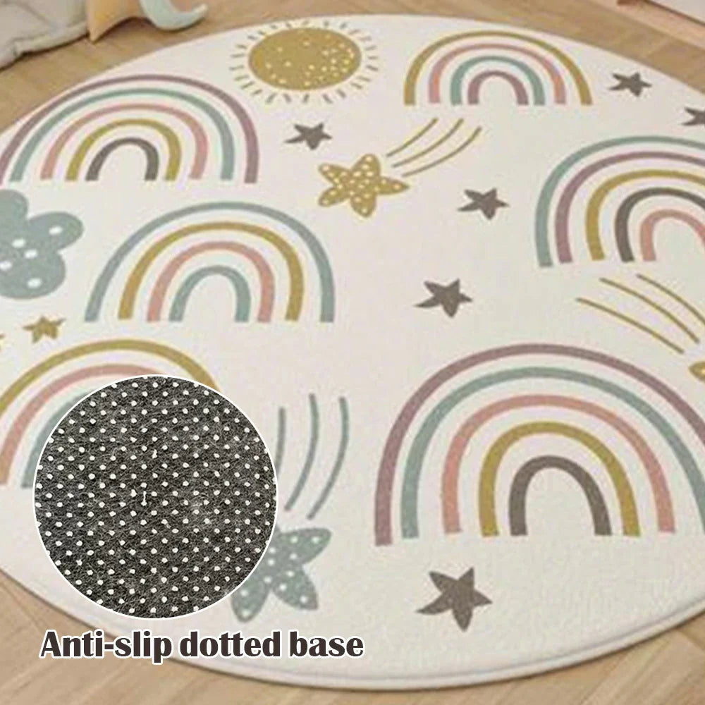 LIVARA Kids Plush Play Mat with Non-Slip Design, High-Density Soft Surface, Durable Comfort and Floor Protection -Rainbow Stars Theme
