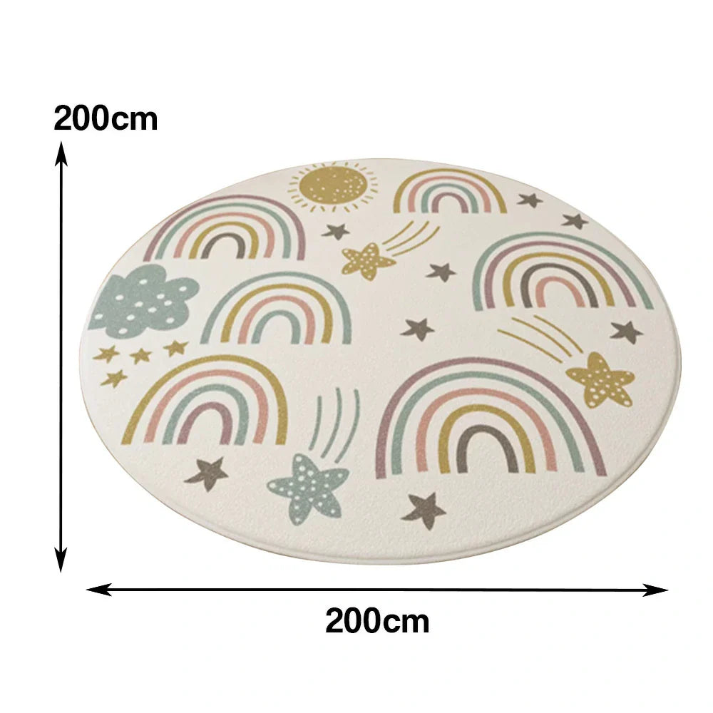 LIVARA Kids Plush Play Mat with Non-Slip Design, High-Density Soft Surface, Durable Comfort and Floor Protection -Rainbow Stars Theme