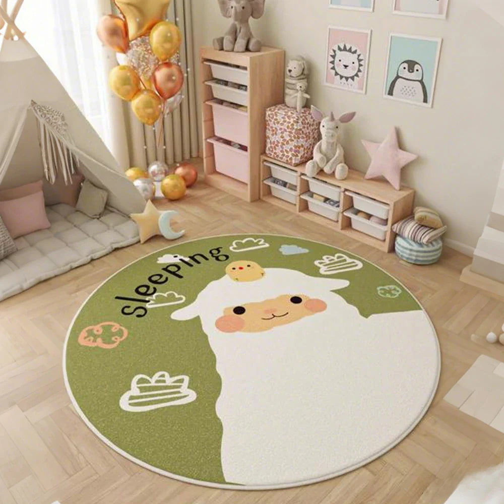 LIVARA Kids Plush Play Mat featuring Non-Slip Backing, High-Density Soft Surface, Durable and Floor-Protective -Little Green Sheep Theme