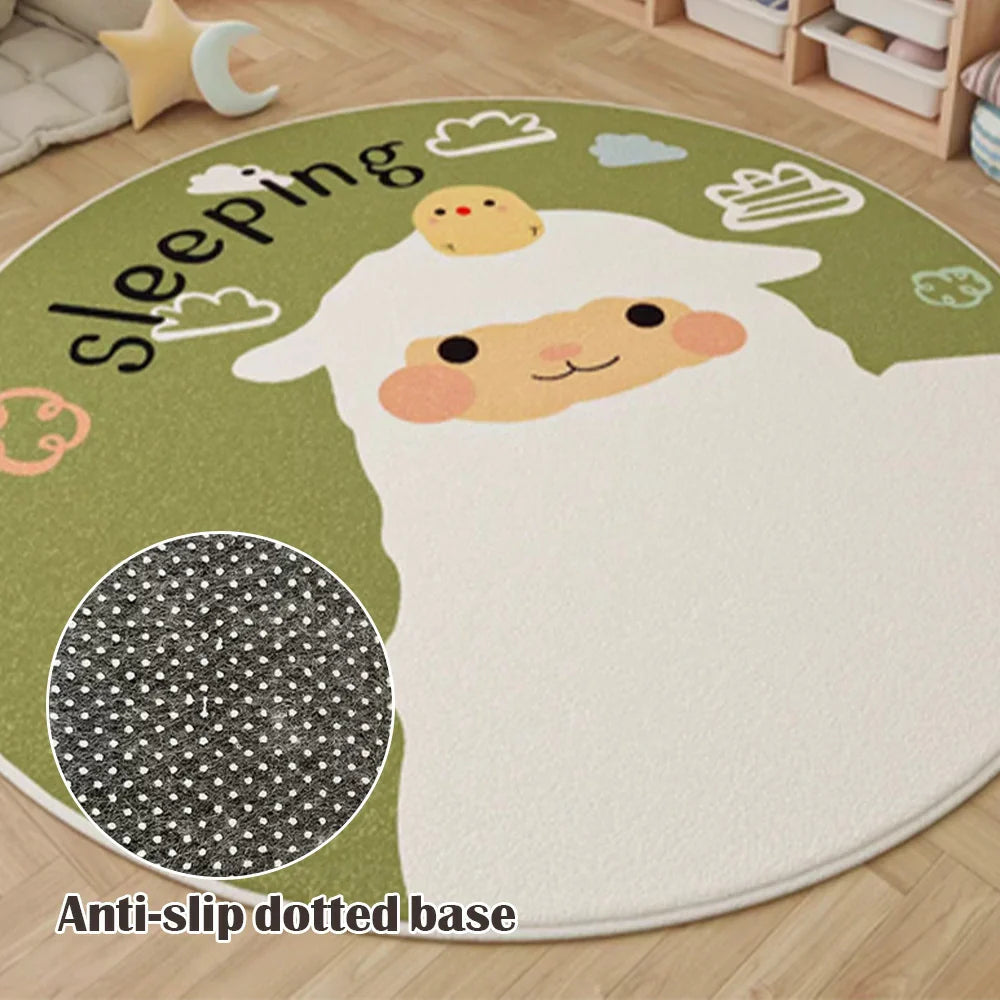LIVARA Kids Plush Play Mat featuring Non-Slip Backing, High-Density Soft Surface, Durable and Floor-Protective -Little Green Sheep Theme